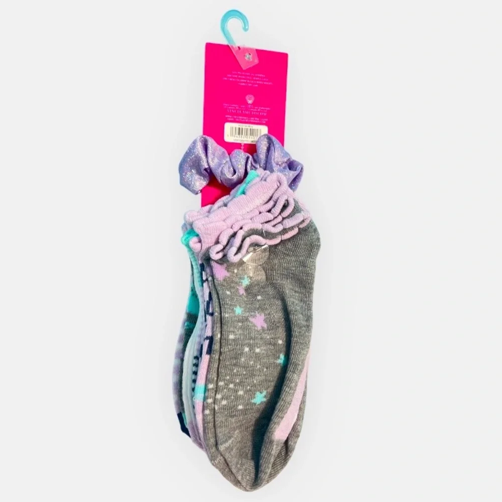 Vince Camuto 10 Pairs Girls Socks and Purple Hair Tie